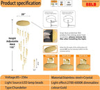 130inch Gold Staircase Chandeliers for High Ceilings Long Spiral Chandeliers Large Foyer Ceiling Light (25-Light)