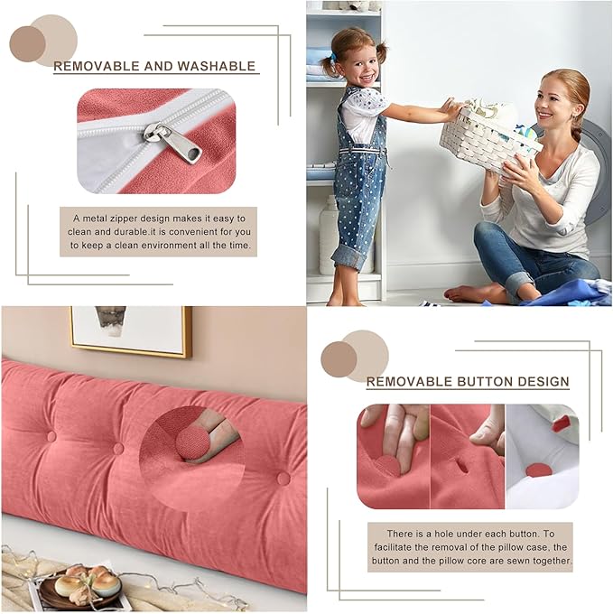 Large Triangular Headboard Pillows Long Backrest Positioning Support Bolster Cushion for Daybed Fluffy Quality Plush Body Wedge Pillow with Removable Cover(Rusty Red -Full-54x8x20in)