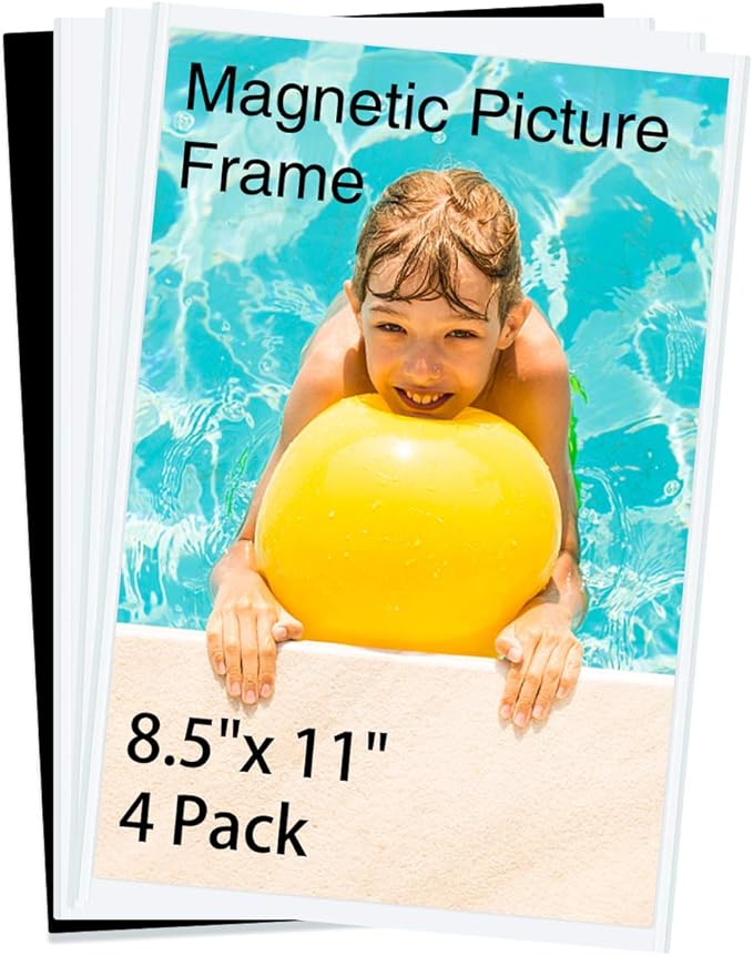 HIIMIEI Magnetic Photo Frames for Refrigerator 8.5x11, 4 Pack Fridge Magnets Picture Frame Photo Pocket,Perfect for Displaying Frames,Children Artworks and Schedules
