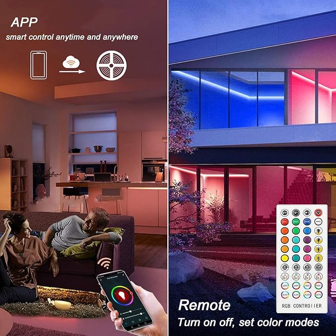 LED Lights for Bedroom 130ft Led Strip Lights Color Charging, Smart Light Strips with App Control RGB Music Sync Led Lights for Room Party Home Decoration