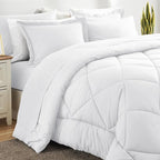CozyLux Queen Comforter Set White - Bed in a Bag Queen Size 7 Pieces, Luxury Soft Bed Set for All Seasons, Bedding Set with Down Alternative Comforter, Sheets, Pillowcases & Shams