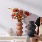 Ceramic Vase Home Table Decor - Flower Vase Set of 3 Living Room Kitchen Decorations Farmhouse Modern Rustic Vases Decorative Centerpiece for Shelf Bedroom Office Bathroom Dining Coffee Desk