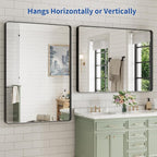 WEER Black Bathroom Mirror for Wall, 48X40 Inch Matte Black Mirror, Rectangular Black Metal Framed Vanity Mirror with Tempered Glass, Rounded Corner, Anti-Rust (Horizontal/Vertical)