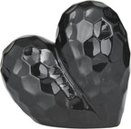 Deco 79 Porcelain Ceramic Heart Decorative Sculpture Dimensional Angled Origami Inspired Home Decor Statue, Accent Figurine 8" x 3" x 8", Black