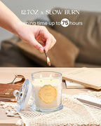 M&SENSE Linen Candles for Home Scented, Organic Soy Candles Non Toxic, 12.7oz Large Jar Candle 75 Hours Long Lasting Slow Burning, Fresh Clean Scented Air Puriffying Housewarming Candle Father Gift