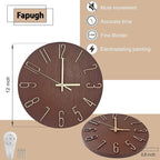 Wall Clock, Silent Clock, Wall Clocks Battery Operated， 12 inch Modern Wall Clock, Suitable for Offices, Living Rooms, Kitchens, Homes, Schools (Retro Brown Without Second Hand)