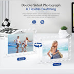 6Pack Acrylic Magnetic Photo Frame 5x7 Inch - Sleek Scalloped Design, 10+10mm Thick Crystal Clear Block, Freestanding Double-Sided Magnet |Trendy Home Gift (6 Pack, 5X7)