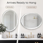 OVALCREST - Oval Wooden Beveled Wall Mirror for Home Decor, Bathroom, Vanity, Bedroom, Living Room, Hallway - London Style (Silver Leaf with Brown Antique) 21.1 x 25.1