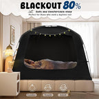 Bed Tent Bed Canopy Breathable 100% for Adult and Kids Light Reduction Sleeping Dream Tents Indoor Portable Big Space with String Light 4 Doors Twin Full Queen King Size