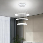 O'NEELDY Modern LED Chandeliers White Pendant Light Fixture 3 Ring Flush Mount Chandeliers with Adjustable Hanging Cord for Bedroom,Kitchen, Island Cafe