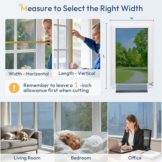 rabbitgoo Window Tint for Home One Way Privacy Window Film See Out Not in Heat UV Blocking Reflective Removable Static Cling Mirror Decorative House Glass Covering, Silver,23.6 Inch X 13.1 Feet