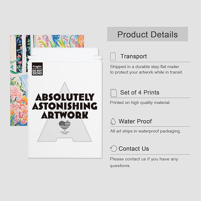 SIGNWIN Adhesive Canvas Poster Tropical and Floral Bright Botanical Preppy Room Decor Pink Decor Digital Art Modern Art Decorative Multicolor Scenic for Bedroom - 11"x14"x4