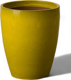 Emissary Home and Garden Bullet 11.5 in. Mustard Yellow Ceramic Round Planter (11.5 in. L x 11.5 in. W x 14 in. H) with Drainage Hole