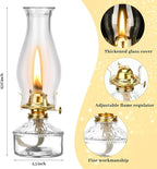 Tuanse 2 Pcs Oil Lamps for Indoor Use Vintage Hurricane Emergency Glass Oil Lamps Large Lantern Classic Decorative Oil Lamp for Home Tabletop Emergency Lighting Supplies(Clear)