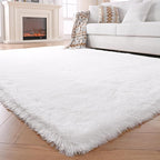 7x10 Area Rug for Living Room: White Shag Area Rug 7 X 10 Carpet for Living Room - Fluffy Rug 7x10 Modern Indoor Soft Shaggy Fuzzy Floor rgus for Bedroom