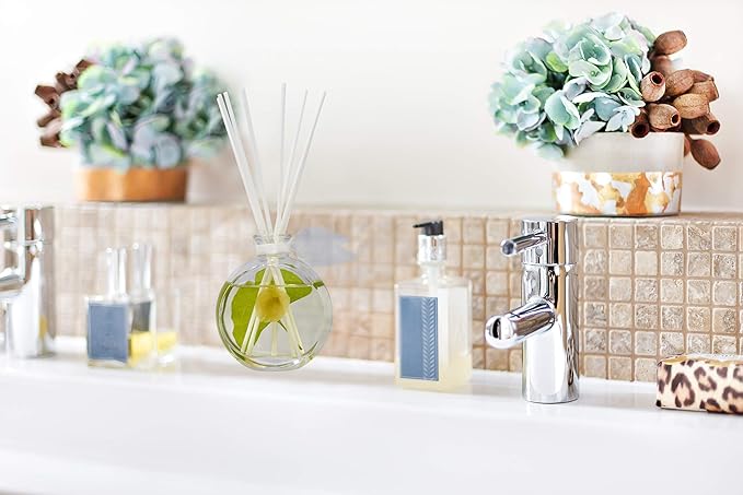 LOVSPA Reed Diffuser Set, Bamboo Jasmine Scented Oil Diffuser with Sticks, Home Fragrance Accessories for Bathroom Shelf Decor, Aroma Diffusers for Home or Office Desk, USA Made