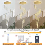 Large Crystal Chandeliers 130inches Long Spiral Staircase Chandelier for High Ceiling Foyer Entrance Modern LED Dimmable Chandelier 25-Lights Gold