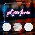 Get Your Glam On Neon Sign, Neon Signs for Wall Decor Neon Pink LED Signs Room Neon Light Up Signs Home Decor for Bedroom Club Party Bar Shop USB Operated