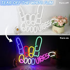 Good Vibes Neon Sign, Dimmable Good Vibes Only Neon Signs Light with ON/OFF Switch, USB Powered Neon Signs for Wall Decor, Colorful Light Up LED signs for Bedroom Game Room Party Club Decor
