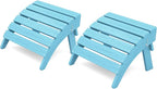 KINGYES Folding Adirondack Ottomans Set of 2 for Adirondack Chair, Light Blue