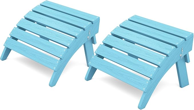KINGYES Folding Adirondack Ottomans Set of 2 for Adirondack Chair, Light Blue