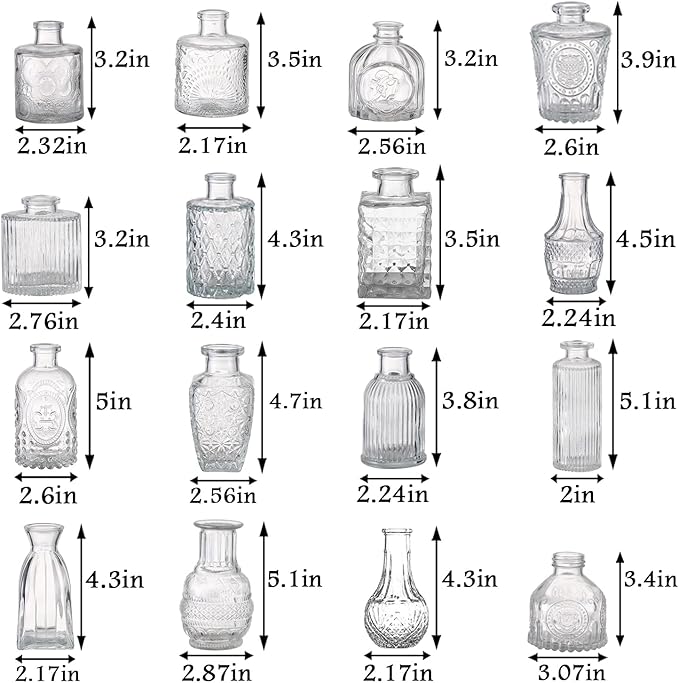 Bud Vases in Bulk 64, Glass Vases for Centerpieces, Small Vases for Flowers, Small Flower Vase for Centerpieces, Mini Vintage Vase, Clear Bud Vases for Wedding Table Decor