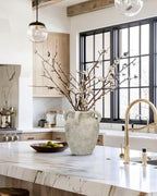 Handmade Flower Vase, 9.8" Tall Terracotta Vase, Vintage Ceramic vase, Rustic Green Antique Decor with 4 Handles, Wide Mouth, Matte Finish for Home Office Resto Café Décor