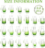 22 Pack Bud Vase in Bulk - BEAHOT Green Flower Vases for Wedding Decorations, Glass Vase for Table Decorations, Small Vase for Home, Mother's Day, Centerpieces, Party, Office(Green Gradient)