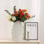 White Matte Ceramic Leaf-Shaped Vase – BEAHOT Modern Minimalist Decorative Flower Vase with Embossed Leaf Texture for Table Centerpiece, Home & Office Decor