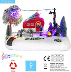 Animated Christmas Camper Village Building, Illuminated LED Light Christmas Village House Scene Holiday Collection Indoor Decorations for Table, Fireplace, and Shelf, Musical and Battery Operated