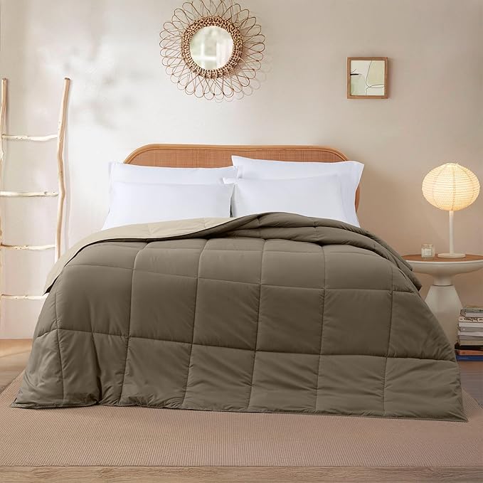 Modern Threads Down Alternative Reversible Comforter Taupe/Champagne King