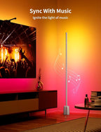 Ailofy Corner Floor Lamp, 1500lm RGBW Corner Lamp Work with Alexa & Google Assistant, 16 Million DIY Colors, Sync with Music, App Control, Modern LED Floor Lamp for Living Room & Bedroom, Silver Grey