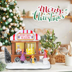 Christmas Village Collectible Buildings Christmas Village Houses Popcorn House with LED Light Musical USB Indoor Figurines Decoration Indoor Xmas Decor