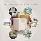 Mid-Century Velvet Living Room Chair with Storage Ottoman, Space-Saving Accent Chairs for Bedroom/Reading Spaces/Office, Cream