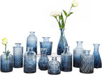 12Pcs Blue Glass Bud Vases Set, Small Vases for Flowers, Perfect for Centerpieces at Parties, Baby Showers, Weddings, Events, Graduation Season, Great Gifts for Office & Home Décor