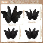 Party Butterfly Decorations, Black 3D Butterfly Birthday Decoration, 4 Pcs Crepe Paper Hanging Decor for Room, School, Black Theme, Flower Party for Garden, Dining Table Decor