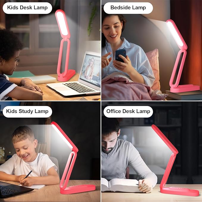 LED Desk Lamp for Office Home & Battery Operated Lamp Rechargeable Lamp Foldable & Portable Light, LED Desk Light Strip, 3 Brightness Dimmable Small Desk Lamp Wireless Reading Lamp