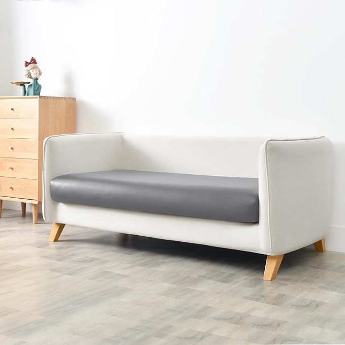 Yates Home PU Leather Couch Sofa Cushion Slipcover Water-Proof Elastic Chair RV Seat Covers Sofa Furniture Protector Slip Cover for Seater Replacement in Living Room（Loveseat, Light Gray）