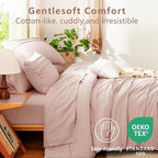 CozyLux King Size Comforter Set Blush Pink, 7 Pieces Soft Pinch Pleat Bed in a Bag King Comforter Set with Sheets, Boho Bed Set with Down Alternative Comforter, Sheets, Pillowcases & Shams