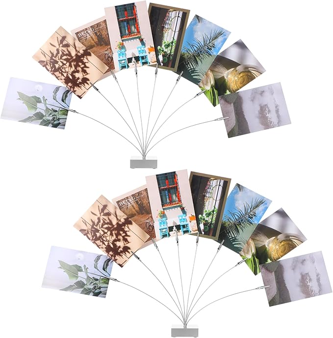 2 Pcs Photo Tree Holder Clip Cube Base,8 - Branch Money Trees Gift Card Holder with Clips,Picture Stand for Christmas Wedding Greeting Birthday Party Gift Silver