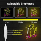 Cute Cat Neon Sign, Skateboard Neon Signs for Wall Decor Dimmable USB Room Decor for Teen Girl, Party, Bedroom, Pub, Furniture, Gifts for Birthday, Christmas (Skateboard Cat-Yellow)