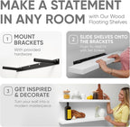 Homeforia White Floating Shelf 48 inches, High End Solid Real Wood 48inch Long Floating Shelves for Wall Mounted, White Wooden 48in Floating Shelves, Heavy Duty Bracket, 48 X 6.5 X 1.75 inch, Set of 2