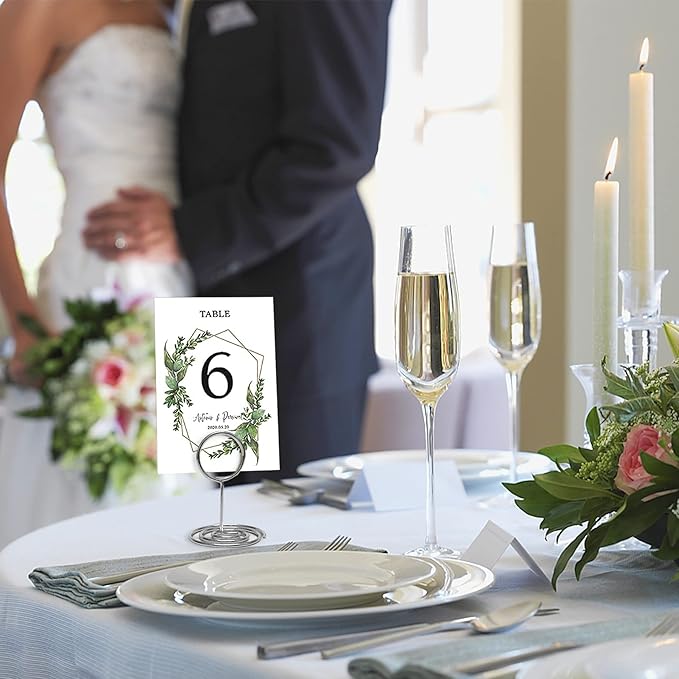 Table Number Holders 20Pcs - 2 Inch Mini Place Card Holder Short Table Number Stands for Wedding Party Graduation Reception Restaurant Home Centerpiece Decorations Office Memo (Silver)