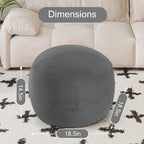 MeMoreCool Round Stuffed Pouf Ottoman Foot Rest, Floor Pouf Foot Stool with Soft Foam Chunk Filling, Small Round Ottoman Footstool Circle Footrest for Living Room, Dark Grey