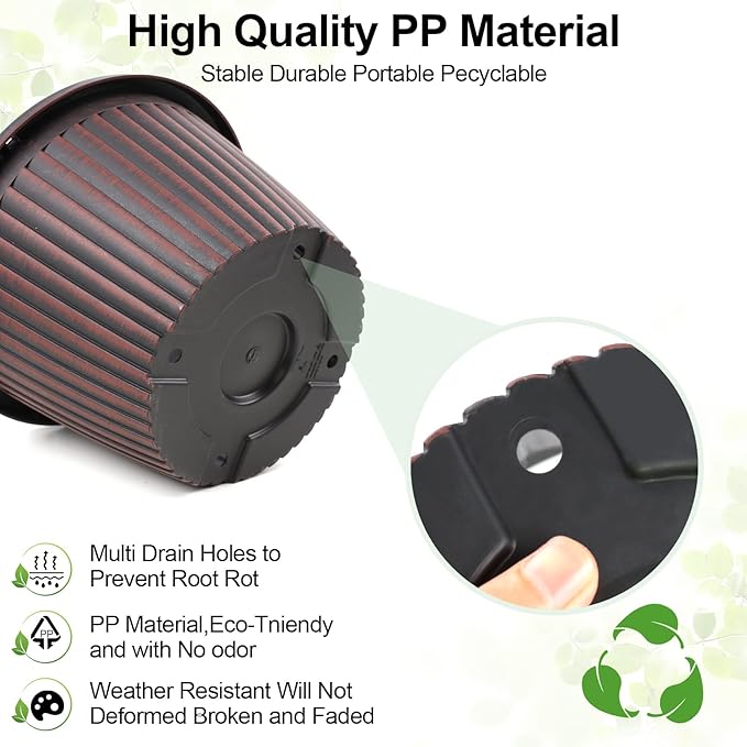 Large-Planter-Indoor-Outdoor Plant Pots, 14 inch 4 Pack Plastic Flower Pots with Saucer And Drainage Holes, Modern Garden Planters For Planting Medium Large Plants， Decorative Resin Garden Pots