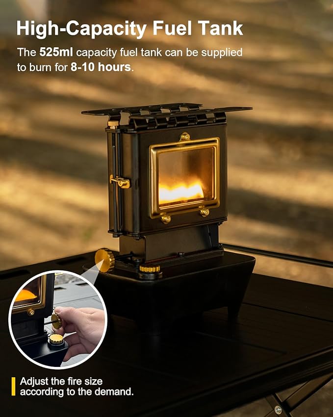 Camping Oil Lantern，Oil Lamp with Cooker Stove，Fuel Lamp for Outdoor，Portable Oil Lamp，Portable and Convenient for Heating and Cooking (Black)
