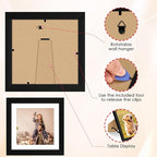 FIXSMITH 8x8 Picture Frames Set of 2, Photo Frame with HD Plexiglass, Display Pictures 6x6 with Mat or 8x8 Without Mat Multi Picture Frames Collage for Tabletop or Wall Display, Black