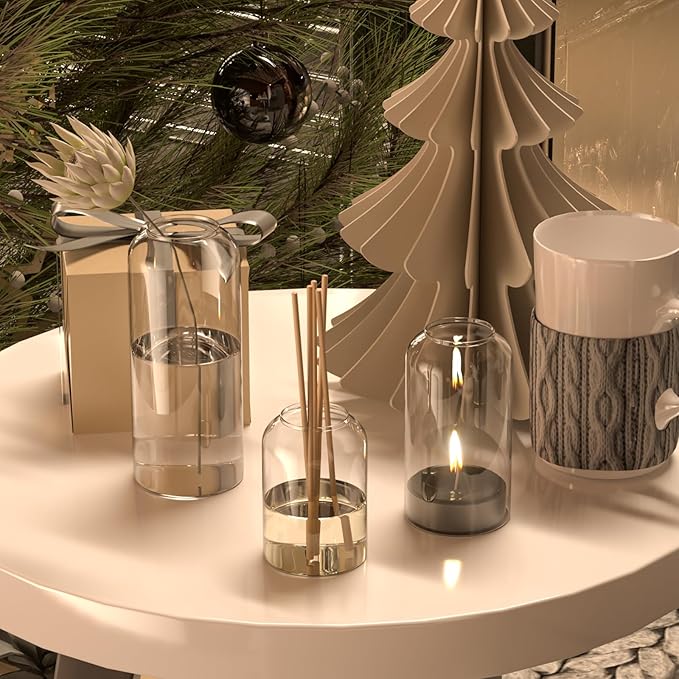 Set of 12 Glass Bud Vases in Bulk,Small Glass Vases for Centerpieces,Keketin Clear Flower Vase Mini Bud Vases for Floral Arrangement,Home Décor,Wedding Party Favors