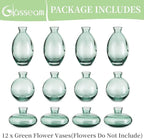 Glass Bud Vase for Centerpieces: 12Pcs Glasseam Green Mini Small Vases for Flowers Bulk Flower Vase Set Aesthetic Cute Handmade Tiny Short Wedding Table Centerpiece Decor
