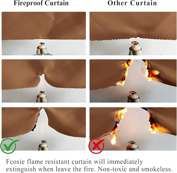 Fcosie 150 Inches Extra Wide Flame Retardant Fire Resistant Fireproof Drapes with Antique Bronze Grommets - 150" W by 102" L - Hazel - 2 Panels - Grommet Insulated Room Darkening Privacy Curtains